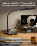 Adjustable LED Desk Lamp with Wireless Charging & Touch Control | 5 Colors & 6 Brightness Levels Eye-Caring Office Light with Memory & Timer