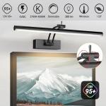 Yuichoy 2 Pack Picture Lights for Wall Battery Operated, 16 inch Wireless Art Lighting for Painting, 6 Colors Picture Frame Lights with Remote, Dimmable 5200mAh Gallery Light, Black