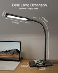 Adjustable LED Desk Lamp with Wireless Charging & Touch Control | 5 Colors & 6 Brightness Levels Eye-Caring Office Light with Memory & Timer