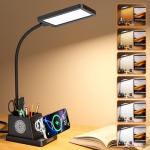 Desk Lamp with Wireless Charger, COZOO LED Desk Lamps for Home Office, Eye-Caring LED Light with Pen Holder for College Dorm Room, Gooseneck Table Lamp for Bedside Office Bedroom Study,Dorm Essentials