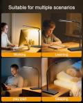 Adjustable LED Desk Lamp with Wireless Charging & Touch Control | 5 Colors & 6 Brightness Levels Eye-Caring Office Light with Memory & Timer