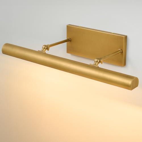 Art Picture Frame Wall Light: 24" Glod Dimmable Vintage Artwork Brass Painting Spotlight - Hardwired Swing Arm Rotatable 3 Lights over Picture - Linear Accent Lighting above Photo for Gallery Bookcase