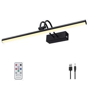 RAIFOOLLY Picture Light,16in Wireless Battery Wall Lighting,Remote Art Lights for Paintings with Timer and Dimmable for Display Photo,Frame,Portrait,Dartboard-Black
