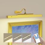 Lights for Pictures on Wall, 16in Battery Operated Picture Lights for Paintings, 5000mAh Wall Lights with Remote and 3 Light Modes,Art Light for Wall Painting,Frame, Portrait, Dartboard - Gold