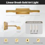 Art Picture Frame Wall Light: 24" Glod Dimmable Vintage Artwork Brass Painting Spotlight - Hardwired Swing Arm Rotatable 3 Lights over Picture - Linear Accent Lighting above Photo for Gallery Bookcase