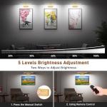 Picture Light, 15.35inch Wireless Picture Lights for Wall Rechargeable, 5400mAh Battery Wall Light with Remote, 3 Color Art Lighting for Paintings with Timer and Dimmable for Display, Gallery (Gold)