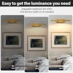 Art Picture Frame Wall Light: 24" Glod Dimmable Vintage Artwork Brass Painting Spotlight - Hardwired Swing Arm Rotatable 3 Lights over Picture - Linear Accent Lighting above Photo for Gallery Bookcase