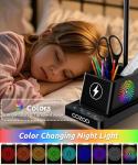 Desk Lamp with Wireless Charger, COZOO LED Desk Lamps for Home Office, Eye-Caring LED Light with Pen Holder for College Dorm Room, Gooseneck Table Lamp for Bedside Office Bedroom Study,Dorm Essentials