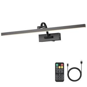 Wireless Picture Lights for Wall Battery Operated, Black Art Lighting for Paintings Rechargeable Gallery Lights with Remote and Timer 3CCT Dimmable Painting Lights for Artwork Portrait 23.62 inch
