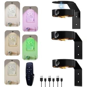 Starxing 3 Pack Picture Lights for Wall, 2000mAh Battery Magnetic Led Painting Light with Remote, Dimmable and Timer, 16 RGB Colors, Cordless Art Display Light for Wall Decor Frames (Black)