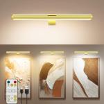 Picture light with Remote,Painting Light for Wall Art ,3 lighting 300LM, Display Llight Battery Operated Rechargeable, Full Metal Art Display Light for Pictures Paintings Posters Gallery Frames-Gold