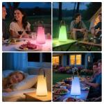 Portable Outdoor Table Lamp, Cordless Rechargeable Outdoor Table Lanterns RGB LED Lights with Remote, IP44 Water-Resistant Battery Operated Hanging Lamp for Patio Garden Camping Dining Room