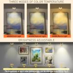 Maooght 3 Pack Gold Battery Operated Picture Light, Wireless Picture Lights for Wall with Remote Dimmable Timer,3 Lighting Modes Pictures Frame Light for Artworking,Magnetic Painting Lights Wall Decor