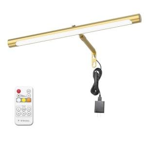 Coinmit Picture Lights for Paintings Plug in, 16" Adjustable LED Gold Picture Light Art Light, Remote Control Gallery Painting Wall Light for Picture Display Dartboard Art Work (Gold)