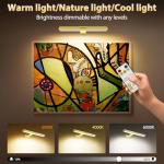 Picture light with Remote,Painting Light for Wall Art ,3 lighting 300LM, Display Llight Battery Operated Rechargeable, Full Metal Art Display Light for Pictures Paintings Posters Gallery Frames-Gold