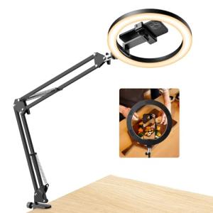 Upgrade Ring Light Overhead Camera Phone Mount for Desk, Evershop 10” Selfie Light with Stand Tripod for iPhone, Light with Phone Holder for Video Recording,Zoom Meeting,Live Streaming Tiktok,YouTube