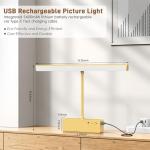 Picture Light, 15.35inch Wireless Picture Lights for Wall Rechargeable, 5400mAh Battery Wall Light with Remote, 3 Color Art Lighting for Paintings with Timer and Dimmable for Display, Gallery (Gold)