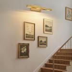 Art Picture Frame Wall Light: 24" Glod Dimmable Vintage Artwork Brass Painting Spotlight - Hardwired Swing Arm Rotatable 3 Lights over Picture - Linear Accent Lighting above Photo for Gallery Bookcase