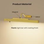 Lights for Pictures on Wall, 16in Battery Operated Picture Lights for Paintings, 5000mAh Wall Lights with Remote and 3 Light Modes,Art Light for Wall Painting,Frame, Portrait, Dartboard - Gold