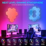 KORORO Hexagon LED Lights - 8 Pack Smart APP RGB Gaming Light with Remote Control & Music Sync Honeycomb Shape Hex Lights for Bedroom, Living Room Wall, Gaming Decor