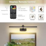 Wireless Picture Lights for Wall Battery Operated, Black Art Lighting for Paintings Rechargeable Gallery Lights with Remote and Timer 3CCT Dimmable Painting Lights for Artwork Portrait 23.62 inch