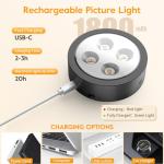 Brightown 2-Pack Picture Lights for Wall, Magnetic Art Display Picture Lights with Remote, 3 Lighting Modes Battery Operated Picture Light, Dimmable & Timer Art Wall Lights for Pictures, Black