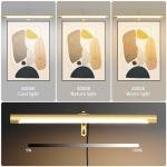 Coinmit Picture Lights for Paintings Plug in, 16" Adjustable LED Gold Picture Light Art Light, Remote Control Gallery Painting Wall Light for Picture Display Dartboard Art Work (Gold)
