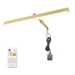 Coinmit Plug in Picture Lights for Wall, 16 inch Dimmable LED Art Light with Remote, 3 Colour Temperature Gallery Painting Wall Light for Picture Display Dartboard Art Work (Gold)