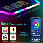 RGB Hexagon Lights - 4 Music Modes Hexagon LED Lights Dimmable, 358 Color Modes, Remote Control, IP54 Waterproof, DIY for Gaming Room, Gym, Party, Bar
