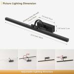 Wireless Picture Lights for Wall Battery Operated, Black Art Lighting for Paintings Rechargeable Gallery Lights with Remote and Timer 3CCT Dimmable Painting Lights for Artwork Portrait 23.62 inch