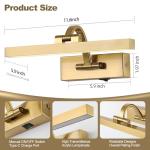 DarHorz Picture Light with Remote 3 Colors Wireless Art Lights for Paintings,Rotatable Wall Sconce Rechargeable Battery Powered Painting Light,Dimmable Light Over Picture Frame for Gallery,Brass