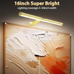 Picture light with Remote,Painting Light for Wall Art ,3 lighting 300LM, Display Llight Battery Operated Rechargeable, Full Metal Art Display Light for Pictures Paintings Posters Gallery Frames-Gold