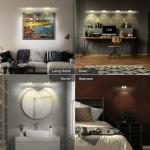 Maooght 3 Pack Gold Battery Operated Picture Light, Wireless Picture Lights for Wall with Remote Dimmable Timer,3 Lighting Modes Pictures Frame Light for Artworking,Magnetic Painting Lights Wall Decor