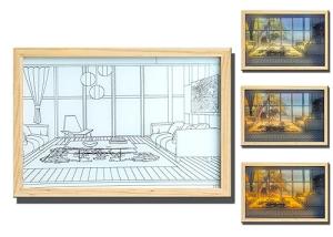 Kipliko LED Lighted Wall Art ,Combines Tracing and Drawing Light Artistic Effects.This LED Wall Canvas Art Depicts A Villa By The Seaside,Wall Decorations for Bedroom, Desk, Reading and Living Room.(9