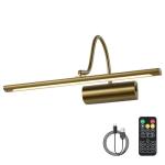 JOOSENLUX Battery Operated Picture Lights Gold Wall Lights Wireless Flexible Neck with Remote Rechargeable Wall Lights for Pictures 16" Dimmable Display Art Light with Timer 3000K Brass