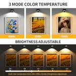 3 Pack Picture Lights for Wall, Rechargeable Battery Operated wall lights, Picture Frame lights with 3 Lighting Modes, Wireless Magnetic Painting Light with Remote Control Timer (Black, 3 Pack)