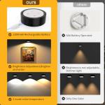 3 Pack Picture Lights for Wall, Rechargeable Battery Operated wall lights, Picture Frame lights with 3 Lighting Modes, Wireless Magnetic Painting Light with Remote Control Timer (Black, 3 Pack)