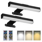 2 PACK Picture Light for Painting Battery with Remote on Wall in Bedroom Living Room, 3Lighting for Wall Art Pictures Posters,Dimmable Timer Set Display Accent Light for Frame Dart Gallery Portrait