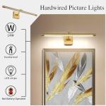 LED Picture Light Fixtures 24.4 Inches, Full Metal Artwork Wall Lamp with Single Swing Arm, 14W (70W Eqv.), Hardwired Connection, Non-Dimmable, 3000K Warm White, CRI80+, Golden-Like Brass Finish