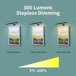 Swatia Picture Light, Wall Lights Wireless, Metal Body high Bright Picture Art Dart Board, Large Wall Art Lights, 300 lumens Adjustable Brightness (2 Pack Black)