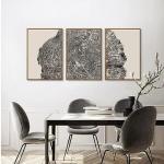CHDITB Framed Tree Ring Wall Art Set of 3, 24"x36" Abstract Wood Stump Wall Decor, Large Black and White Wall Painting, Neutral Modern Nature Canvas Art Prints for Living Room, Bedroom, Farmhouse