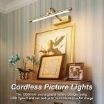 Aipsun 15.7" Picture Lights for Wall Rechargeable,10000mAh Battery Operated Art Light for Paintings,3CCT Dimmable, Rotatable Gallery Light for Pictures Display(Gold)
