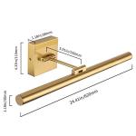 LED Picture Light Fixtures 24.4 Inches, Full Metal Artwork Wall Lamp with Single Swing Arm, 14W (70W Eqv.), Hardwired Connection, Non-Dimmable, 3000K Warm White, CRI80+, Golden-Like Brass Finish