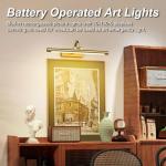 Aipsun 15.7" Picture Lights for Wall Rechargeable,10000mAh Battery Operated Art Light for Paintings,3CCT Dimmable, Rotatable Gallery Light for Pictures Display(Gold)