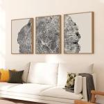 CHDITB Framed Tree Ring Wall Art Set of 3, 24"x36" Abstract Wood Stump Wall Decor, Large Black and White Wall Painting, Neutral Modern Nature Canvas Art Prints for Living Room, Bedroom, Farmhouse