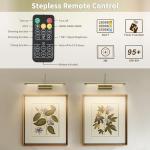 JOOSENLUX Battery Operated Picture Lights Gold Wall Lights Wireless Flexible Neck with Remote Rechargeable Wall Lights for Pictures 16" Dimmable Display Art Light with Timer 3000K Brass