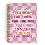 QLMX I Am Loved Spiral Notebook, I Am Smart Affirmations Inspirational Notebook Journal, Lined Journal College Ruled Notebook, Hot Pink Preppy Hardcover Notebook for Teen Girls School Supplies 5.5x8.3
