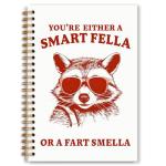 Foritho Trendy Sunglasses Raccoon Notebook, Funny Retro Raccoon Journal, Funny Office Supplies, You are Either a Smart Fella or a Fart Smella Spiral Notebooks 5.5x8.3 Inch