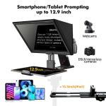 Desview T12S Teleprompter, 12.9 inch Metal Teleprompter, High Display Glass, Compatible with Smartphone/Tablet/ipad/Camera, Easy Assembly, Carry Case Included, Great Partner for Video Making