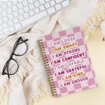 QLMX I Am Loved Spiral Notebook, I Am Smart Affirmations Inspirational Notebook Journal, Lined Journal College Ruled Notebook, Hot Pink Preppy Hardcover Notebook for Teen Girls School Supplies 5.5x8.3